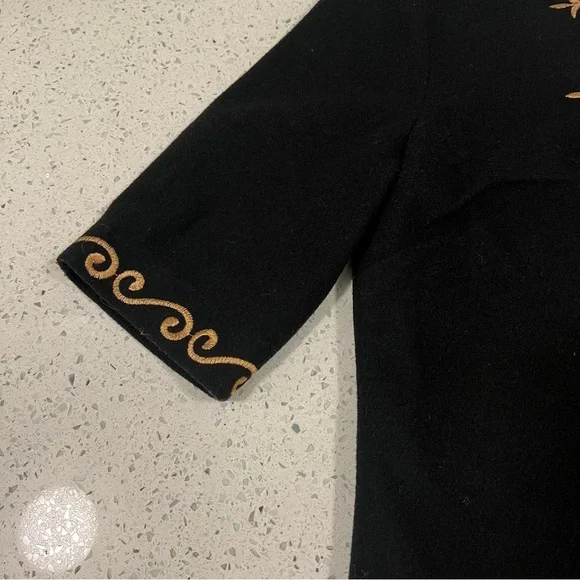 Elegant Holley Bracken Gold Embroidered Black Dress Women’s Size Small - Picture 7 of 8